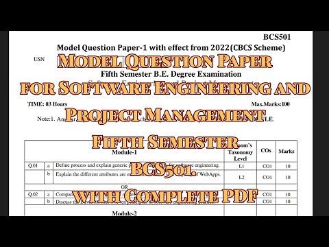 Software Engineering and Project Management (BCS501) MODEL QUESTION PAPER 2022 scheam FOR CSE stream