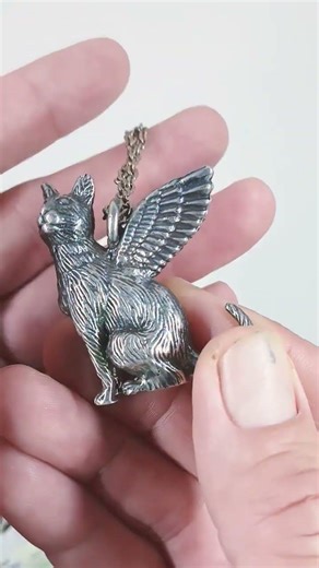 STERLING WINGED CAT Dutch Hollow General This Sat 1 PM Live Auction #jewelry #sterling #cat