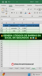 Genera código de barras Rápidamente en excel #tipsexcel #exceltips #Microsoft #office #Excel | Kevin Ramirez