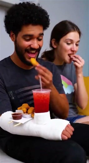 Turning a Broken Arm Cast Into a Snack Tray 🍗😂 Ultimate DIY Hack