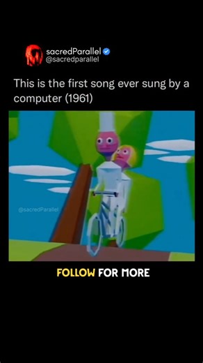 sacredParallel on Instagram: "In 1961, the IBM 7094 became the first computer to sing a song — “Daisy Bell (Bicycle Built for Two)” — using early voice synthesis technology at Bell Labs. The robotic voice, programmed by John Kelly and Carol Lochbaum with music by Max Mathews, marked a historic moment in both music and artificial intelligence. This haunting version even inspired the famous scene in 2001: A Space Odyssey, where the HAL 9000 computer sings the same tune while being shut down. #Dais