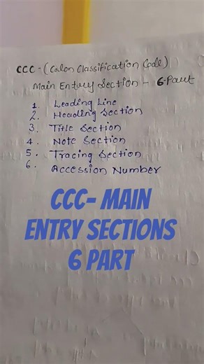 colon classification code : main entry structure in sex sections #viral # librarian exam notes