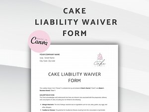 Cake Liability Waiver Template: Editable Baker Contract (digital Download) - Etsy
