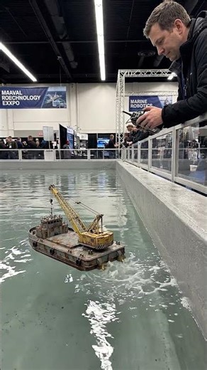 Miniature RC Crane Barge at Naval Expo 🤯 Looks Real But It's Tiny!