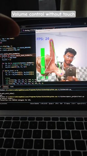 Volume Control Without touch my laptop | hand gesture #shorts
