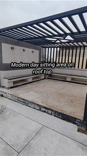 Modern day roof top sitting area in designer house#construction #designerhouse #viral