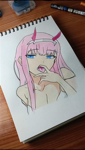 Drawing Zero Two ❤️✨ From my Darling in Franxx #drawing #anime #zerotwo #fanart #art #animeart