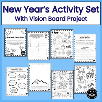 New Year Activities w/ Vision Board Project & Games