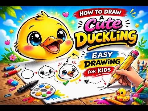 HOW TO DRAW A CUTE DUCKLING | EASY DRAWING FOR KIDS