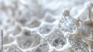 A detailed view of a biofabrication scaffold showcasing its intricate latticelike pattern designed to guide cell growth and differentiation.