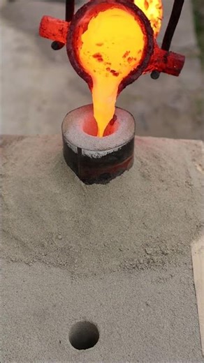 Melting Copper into Mask - Sand Casting