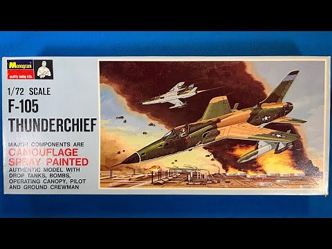Monogram 1968 F-105 Thunderchief Camouflage Spray Painted Vintage Model Airplane Kit Review Unbox