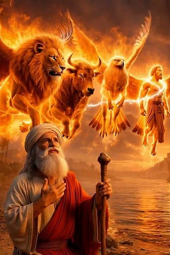 Ezekiel's vision at the river Chebar, Babylon