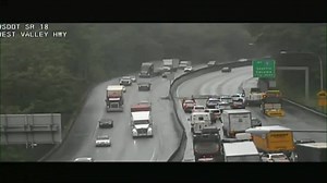 A tree fell Thursday across all westbound lanes of State Route 18 near West Valley Highway in Auburn, according to Washington State Department of Transportation cameras. Story>> kiro.tv/3NZNKvG | KIRO 7 News