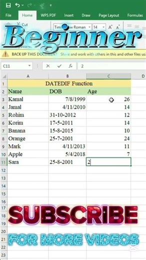 Calculate Age from DOB in Excel Instantly | Smart Shortcut Formula | Digital Office Skill