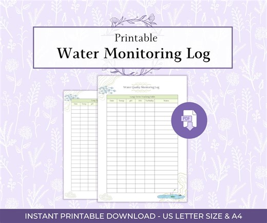 Water Quality Monitoring Log Printable PDF, Stream & Lake Testing Tracker, Environmental Field Data Sheet, Citizen Science Journal - Etsy Canada