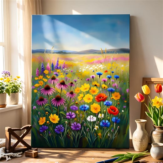Colorful Wildflower Paint by Number Kits Boho Floral Botanical Canvas Wall Art Acrylic Number Painting Kits - Etsy