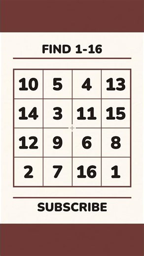 Schulte Table | Find the Numbers in Order
