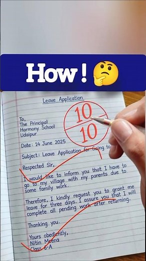 Leave Application for Going to Village | Best Application Writing | 10 Out of 10 Marks