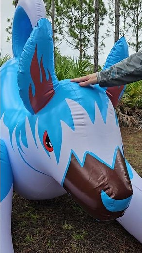 Giving My Big Blue Inflatable Husky Some Head Pats