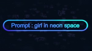 Experience Ai Text-to-image Generation With a Futuristic Theme. Watch as a Prompt Transforms Into a Vibrant, Neon-lit Scene Featuring a Girl in Space. Tech Enthusiasts and Digital Artists.