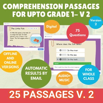 25 More Reading Comprehension Passages with Free Online Access for whole Class