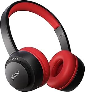 Kids Bluetooth Headphones, Toddler Headphones 85 dBA Safe Volume, 45 Hours Playtime, with Mic, Bluetooth 5.3, Kids Wireless Headset for iPad/Tablet/Travel/School, ldeal Gift (Black/Red)