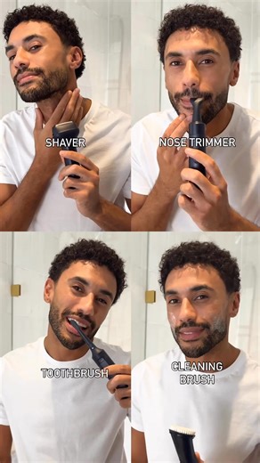 Simplify your shelf and make self-care easier. MULTISHAPE brings everything you need into one sleek system.​ ------------------------------------------------​ [VIDEO DESCRIPTION] Video showing the same male in a 4-way split screen using the MULTISHAPE with different attachments, including the shaver, trimmer, toothbrush and facial exfoliator. | Panasonic UK