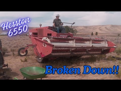 Hesston 6550 with 6665 Head: Broken Down Badly!