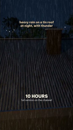 Heavy rain on a tin roof at night with thunder | 10 hours on the channel