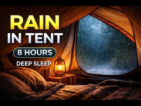10 Heavy Rain in Tent for Deep Sleep ⛺ Storm Camping Rain Sounds (8 Hours)