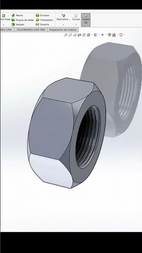 Tutorial cómo hacer tuerca con rosca en solidworks |how to model hex tutoriale #solidworks #design