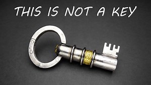 Ancient key shaped puzzle lock