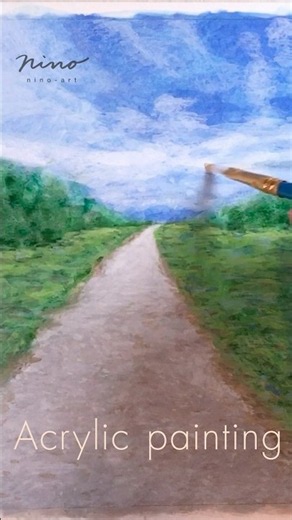 【アクリル画】自然の中の１本道を描く 【Acrylic painting】A single path through nature #art #painting
