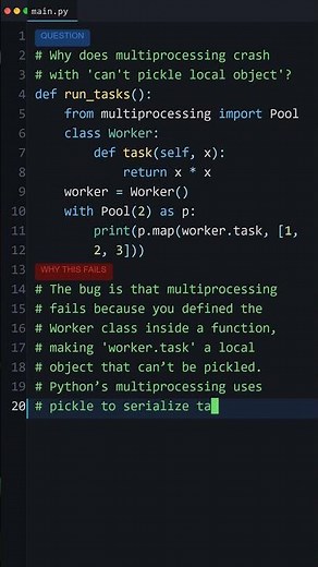 Tricky Python Behavior: Why does multiprocessing crash with 'can't pickle local ob