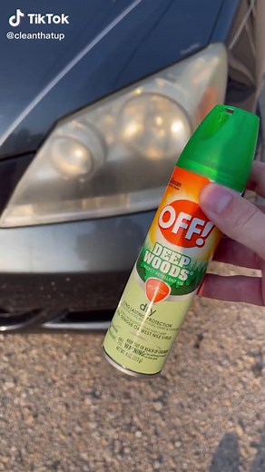 Testing the Off! bug spray trick on my vans foggy headlight. #cleaning #cleantok #testthehack #howto #headlights #cleanthatup #hacks #factorcap