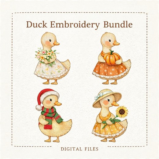 Duck Embroidery Bundle Seasonal Farm Animal Floral Pumpkin Christmas Machine Digital Patterns - Etsy