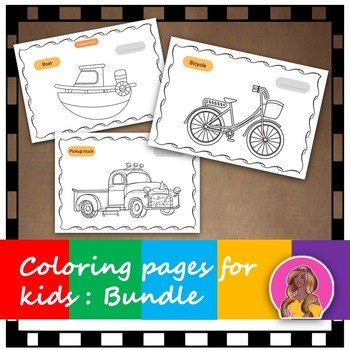 Coloring pages bundle: coloring for Preschool - Kindergarten in food, animals