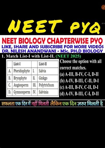 🌿 NEET PYQ | Kingdom Plantae | Most Repeated Question 😱 #NEET #KingdomPlantae #NEETBiology #NEETPYQ