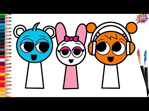 How to Draw cute fun Sky Oren and Pinki from Sprunki | Easy tutorial