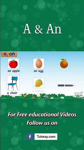 Use of A & An | Articles For Kids (A & An) English | English Grammar #english #shorts