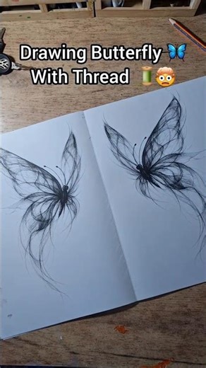 Drawing butterfly using thread🦋 #fyp #art #viral