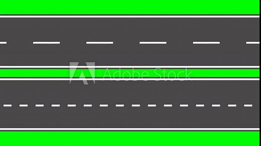 Moving road aerial top view animation. animated highway driving.