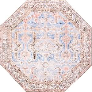 Unique Loom Revival Collection Traditional Medallion Border Blue/Brown Octagonal Rug (7' 6 x 7' 6)