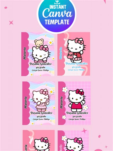 Portadas escolares para Cuadernos Hello Kitty ➡️ Editable en Canva grátis o versión Canva pro ➡️Puedes cambiar el texto, color de texto, mover imágenes, franja del cuaderno a tu gusto ➡️ Incluye indicaciones de impresión y tipo de papel a utilizar ➡️ Descarga inmediata llega a tu correo el link realizada la compra 🛒 ➡️Pagos por Yappy en Panamá o Online por Paypal o tarjeta de crédito 💳 #hellokitty #portadascreativas #canvatemplates #portadasparacuadernos #creatorsearchinsights