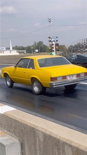 Chevy Malibu With a Screaming Small Block Drag Racing a Ford Mustang #speed