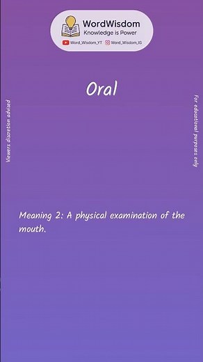 What does "Oral" mean? | English vocabulary shorts | #oral #wordwisdom