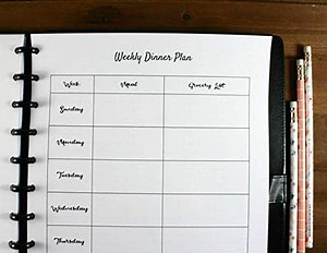 Weekly Dinner Planner for Discbound Planners, Fits with Circa Letter, Arc by Staples, TUL, Letter Size (8.5'' x 11''), (Planner sold separately)