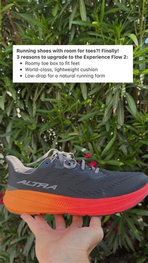 Glide though long runs in Altra's Experience Flow 2 with: 👟 Room for your toes for comfort, balance & strength 🏃‍♂️ Flexible, low-drop soles to support good form ☁️ Our most comfortable cushion yet Shop now at Altra! | Altra Running