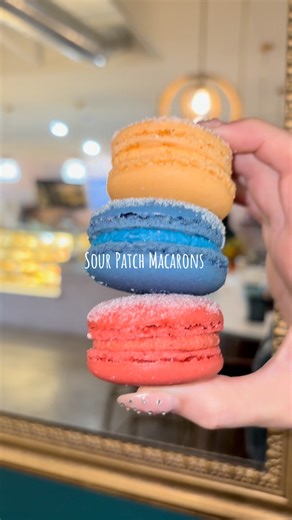 Where sugar meets sass- the Sour Patch Macaron! 5 flavors- Blue Raspberry, Lemon, Orange, Peach, Red Berry | Lydia's | Facebook